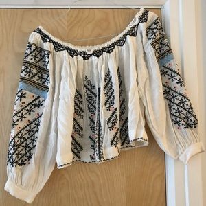 Free People Embroidered Blouse